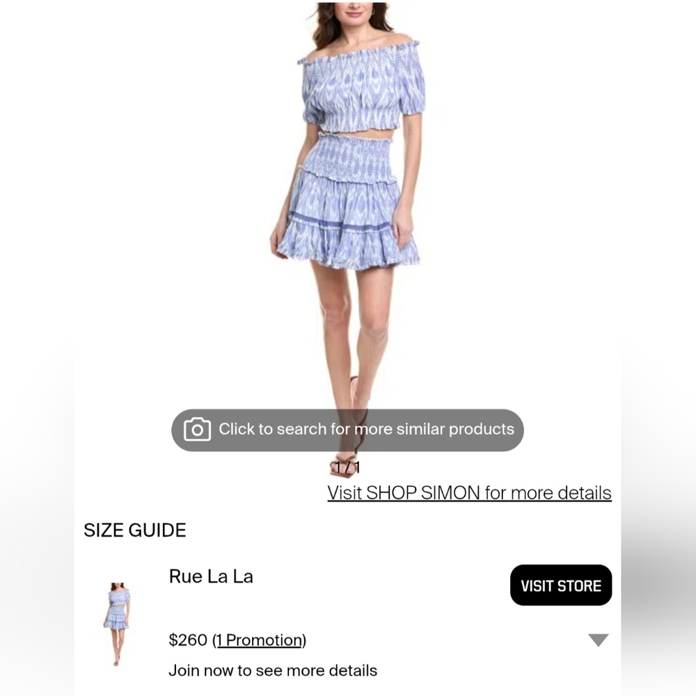 MER ST. BARTHCrop Top T-shirt & Mini Skirt In Blue Size M.
